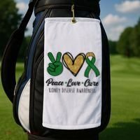 Peace Love Cure Kidney Disease Awareness Golf Towel thumb 2