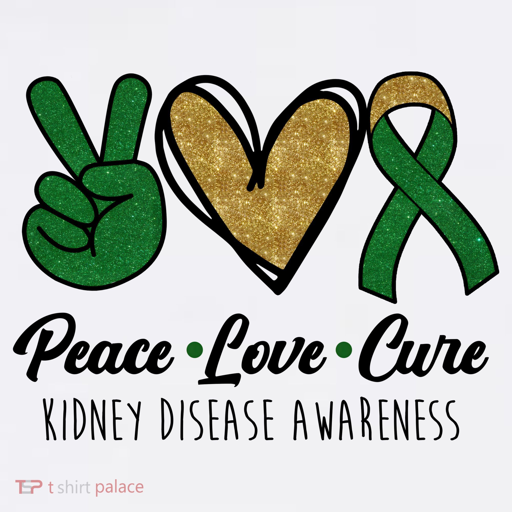 Peace Love Cure Kidney Disease Awareness Golf Towel