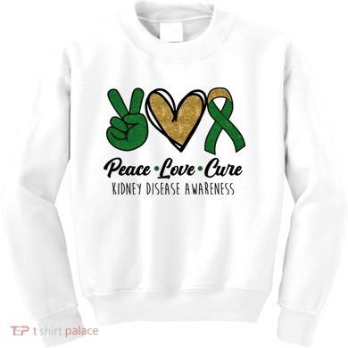 Peace Love Cure Kidney Disease Awareness Kids Sweatshirt