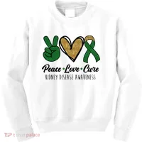 Peace Love Cure Kidney Disease Awareness Kids Sweatshirt thumb 0