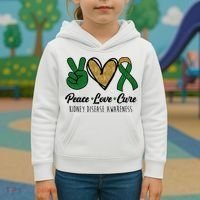 Peace Love Cure Kidney Disease Awareness Kids Hoodie thumb 3