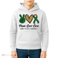 Peace Love Cure Kidney Disease Awareness Kids Hoodie thumb 4