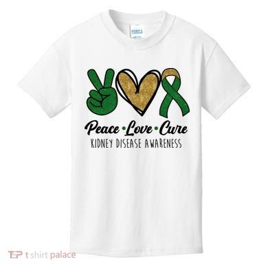 Peace Love Cure Kidney Disease Awareness Kids T-Shirt