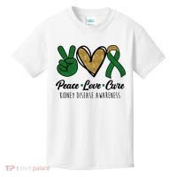 Peace Love Cure Kidney Disease Awareness Kids T-Shirt thumb 0