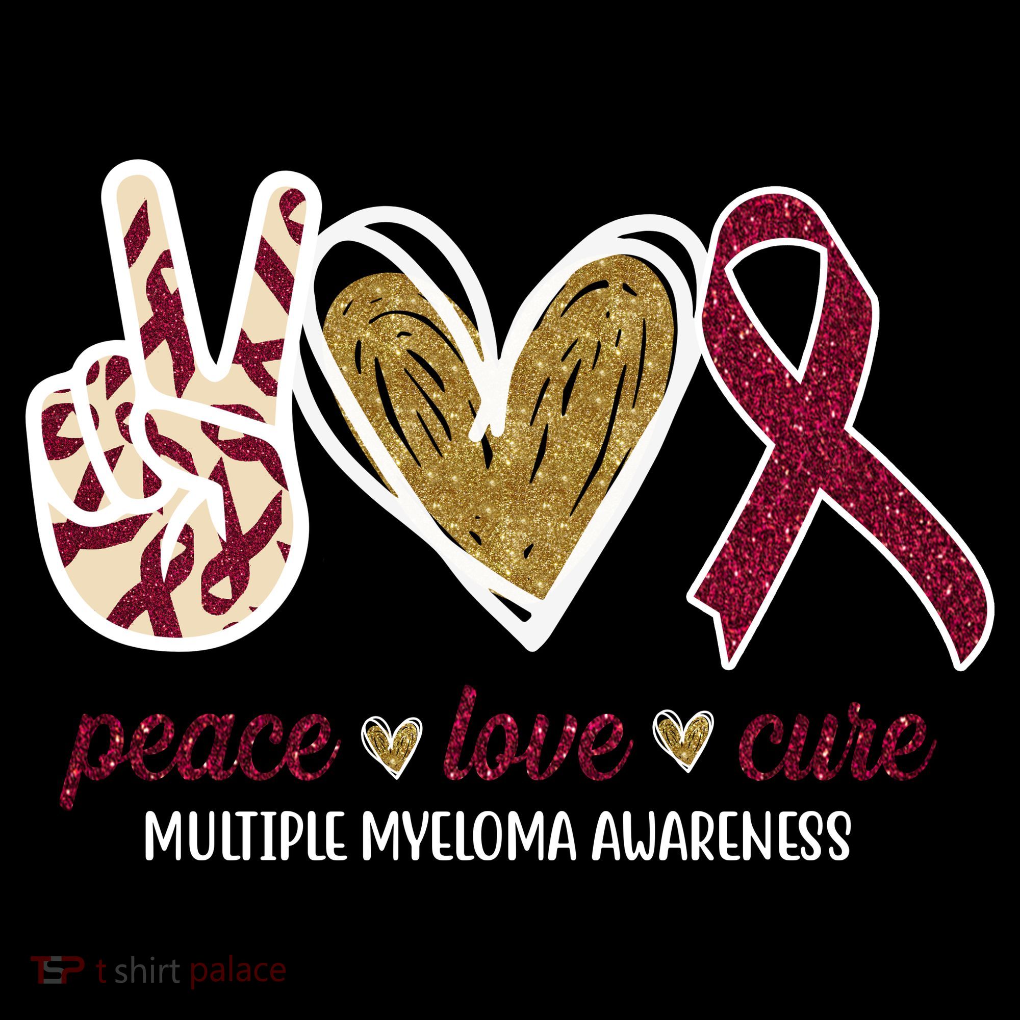 Peace Love Cure Multiple Myeloma Awareness Tote Bag