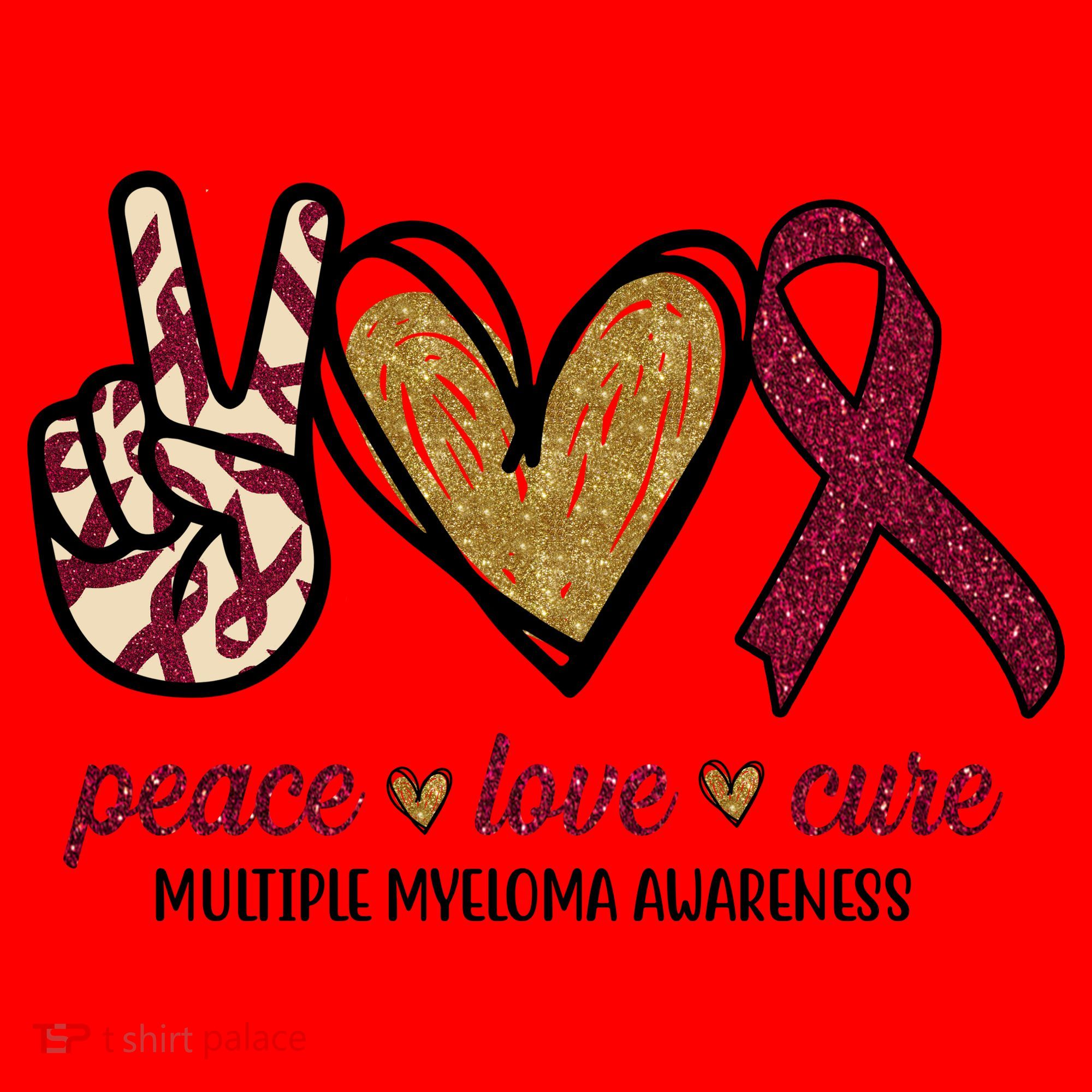 Peace Love Cure Multiple Myeloma Awareness Santa Hat