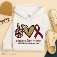 Peace Love Cure Multiple Myeloma Awareness Hoodie thumb 4