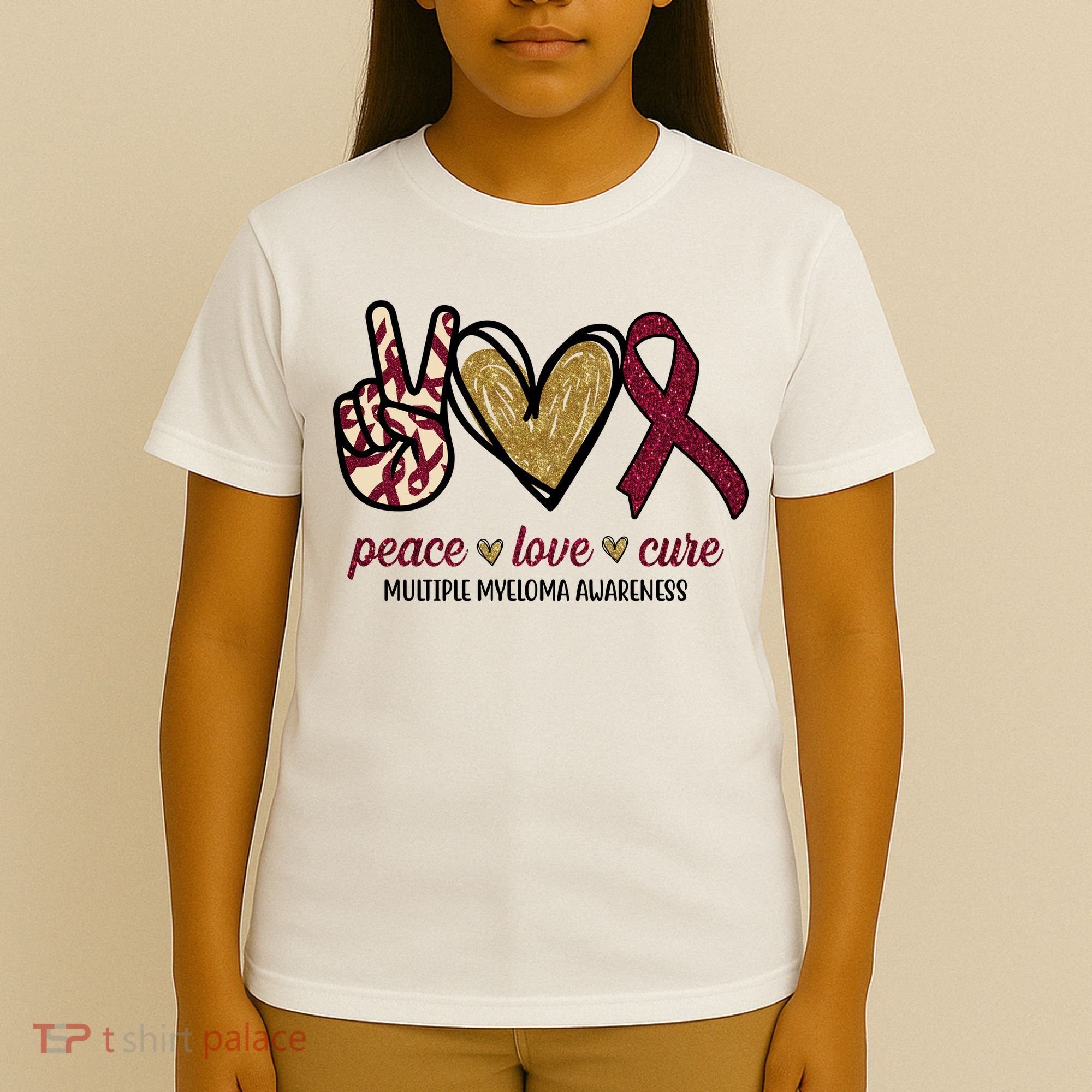 Peace Love Cure Multiple Myeloma Awareness T-Shirt