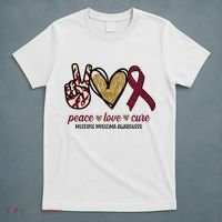 Peace Love Cure Multiple Myeloma Awareness T-Shirt thumb 5