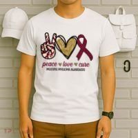 Peace Love Cure Multiple Myeloma Awareness T-Shirt thumb 6