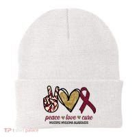 Peace Love Cure Multiple Myeloma Awareness Beanie thumb 0