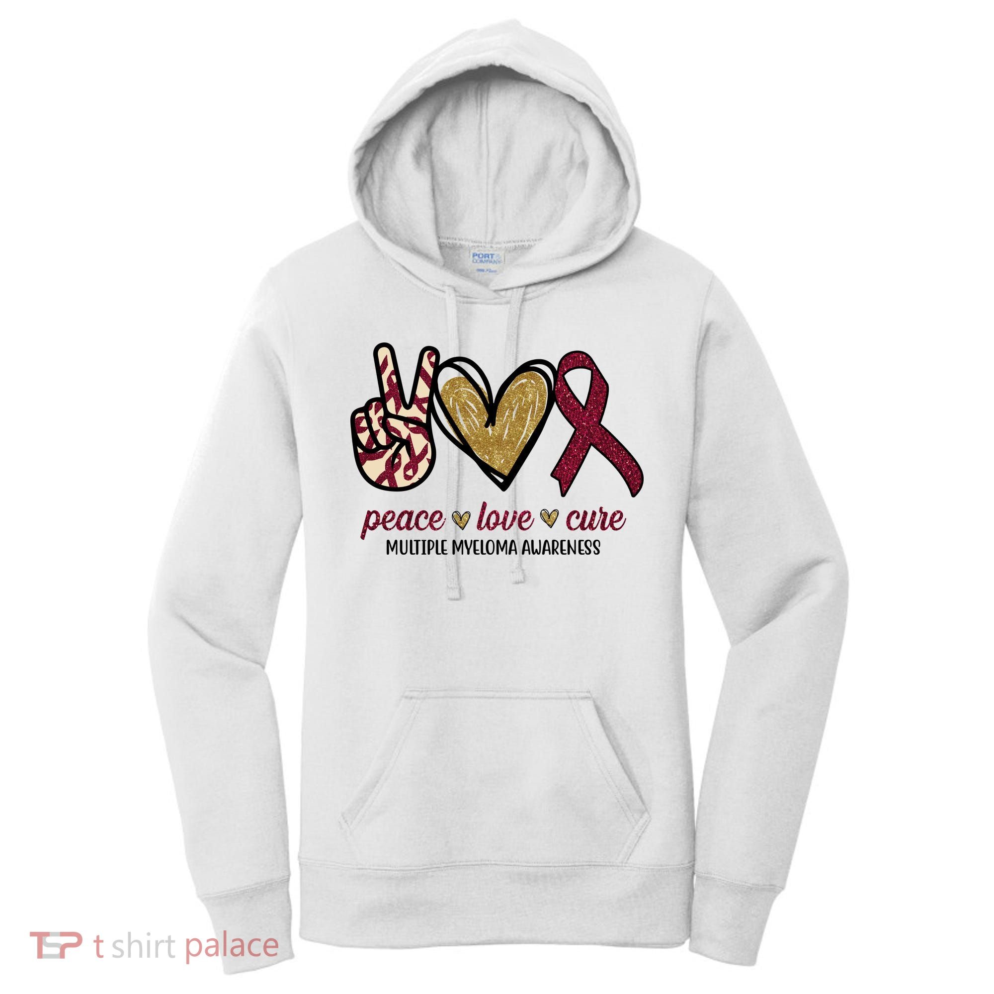 Peace Love Cure Multiple Myeloma Awareness Women's Hoodie