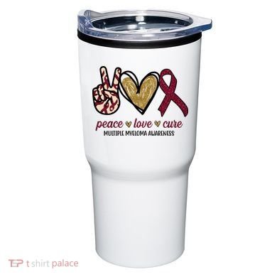 Peace Love Cure Multiple Myeloma Awareness Tumbler