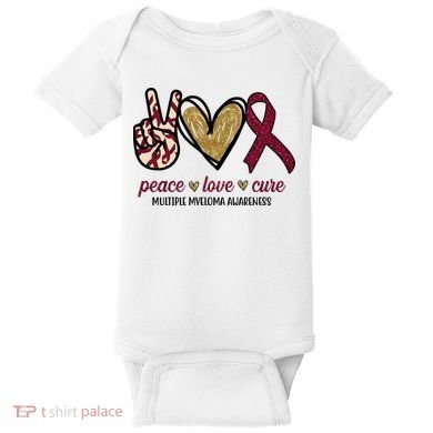Peace Love Cure Multiple Myeloma Awareness Baby Bodysuit