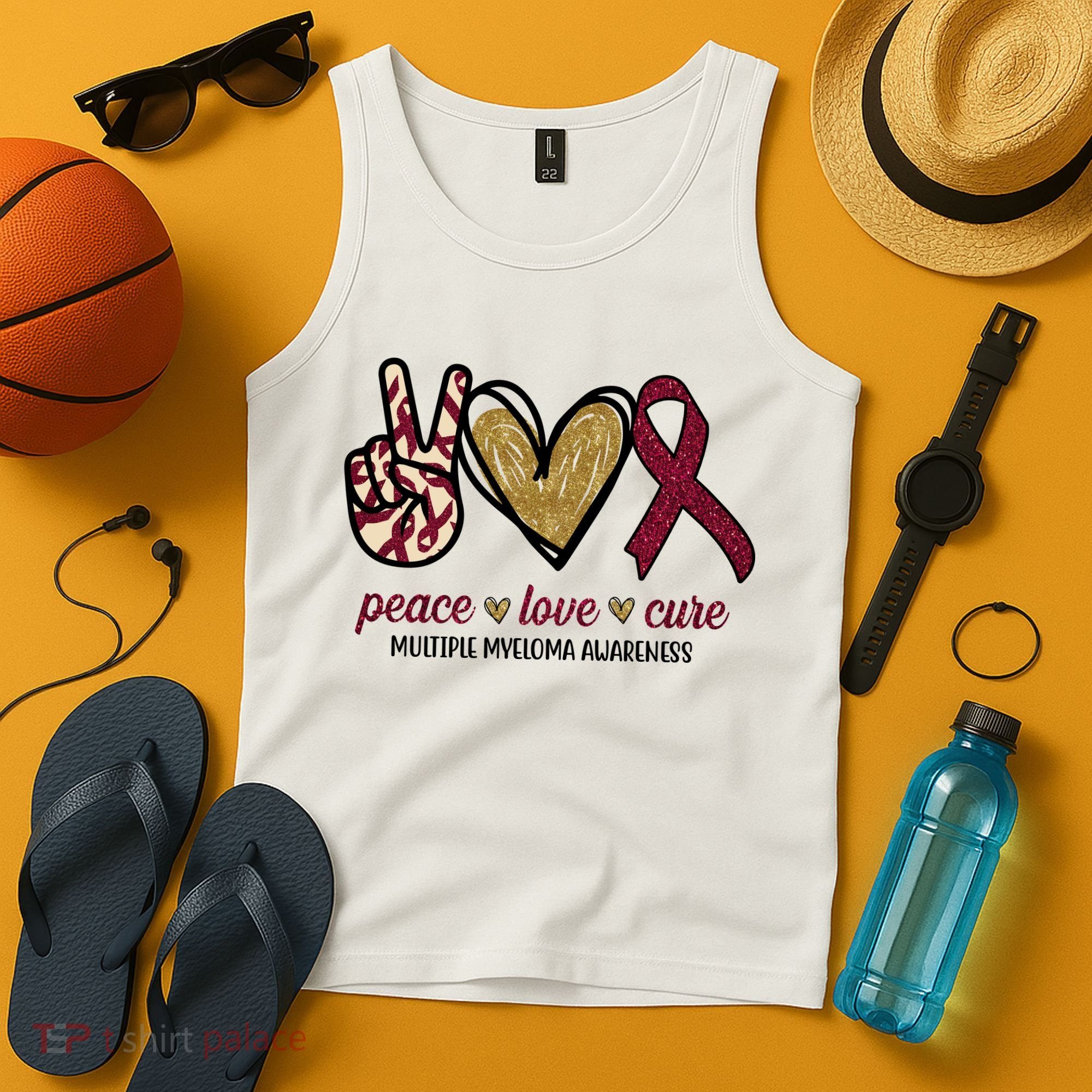 Peace Love Cure Multiple Myeloma Awareness Tank Top