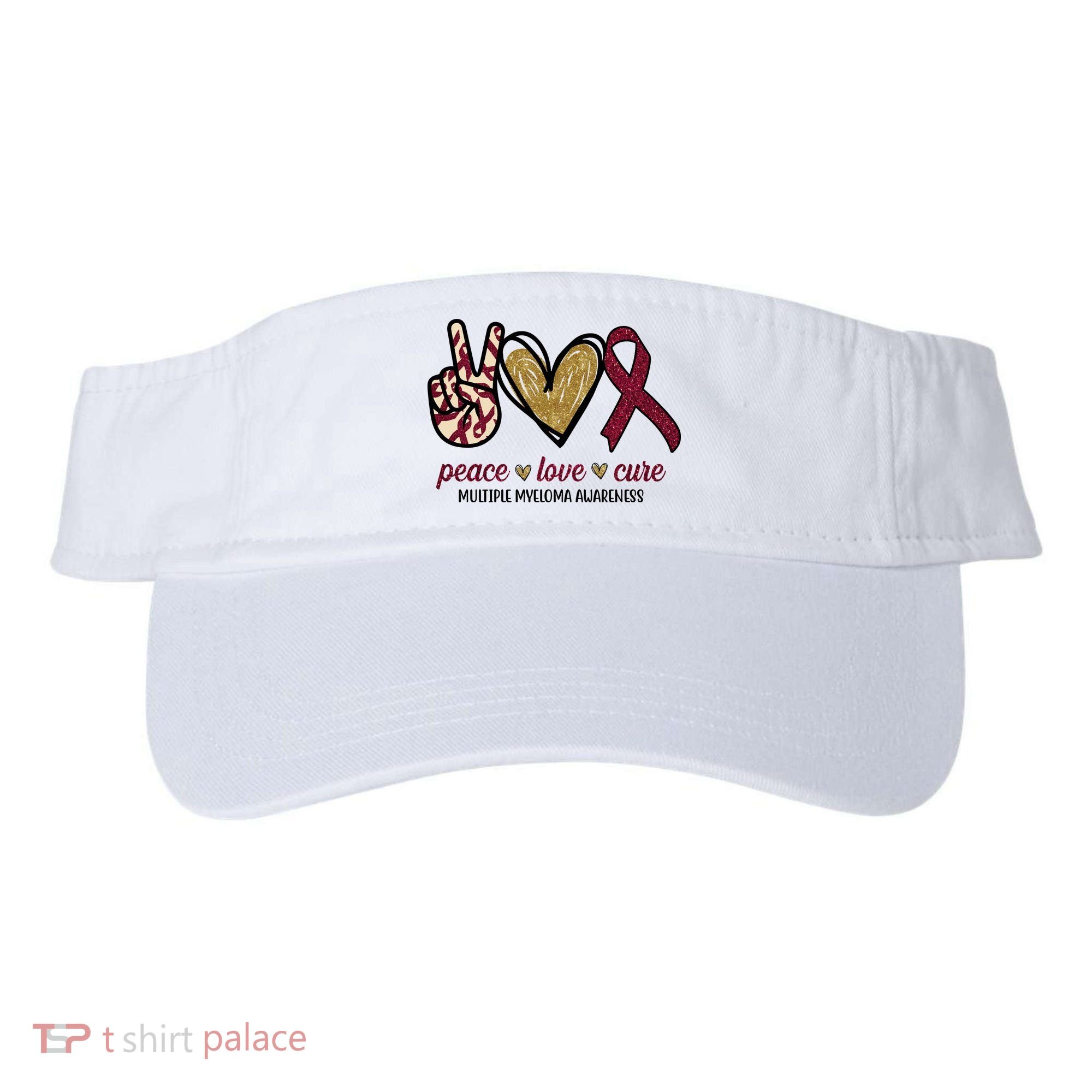 Peace Love Cure Multiple Myeloma Awareness Visor