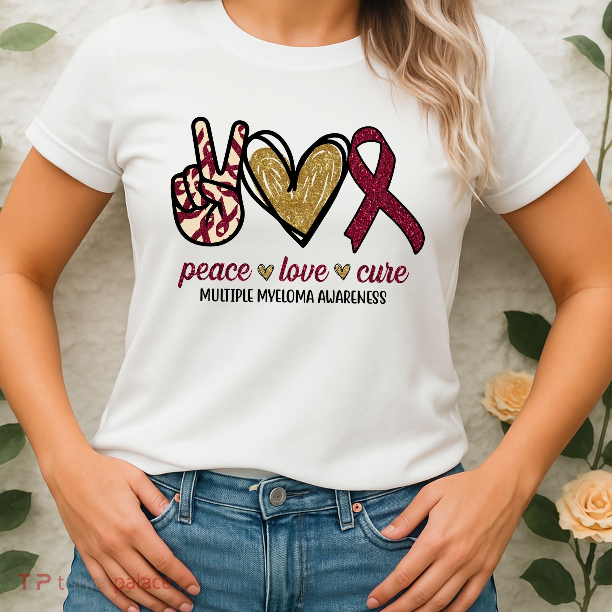 Peace Love Cure Multiple Myeloma Awareness Women's T-Shirt