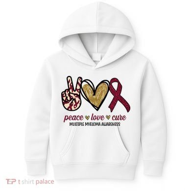 Peace Love Cure Multiple Myeloma Awareness Kids Hoodie