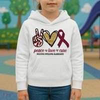 Peace Love Cure Multiple Myeloma Awareness Kids Hoodie thumb 3