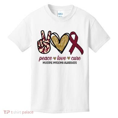 Peace Love Cure Multiple Myeloma Awareness Kids T-Shirt