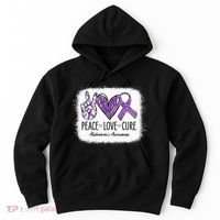 Peace Love Cure We Wear Purple For AlzheimerS Awareness Hoodie thumb 0