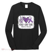 Peace Love Cure We Wear Purple For AlzheimerS Awareness Long Sleeve Shirt thumb 0