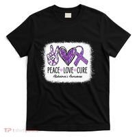 Peace Love Cure We Wear Purple For AlzheimerS Awareness T-Shirt thumb 0