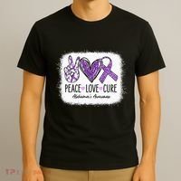Peace Love Cure We Wear Purple For AlzheimerS Awareness T-Shirt thumb 3
