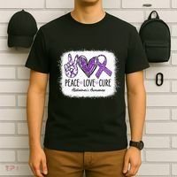 Peace Love Cure We Wear Purple For AlzheimerS Awareness T-Shirt thumb 6