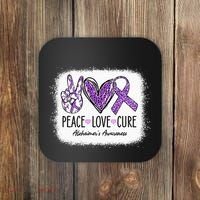 Peace Love Cure We Wear Purple For AlzheimerS Awareness Coaster thumb 0