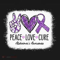 Peace Love Cure We Wear Purple For AlzheimerS Awareness Polo thumb 3