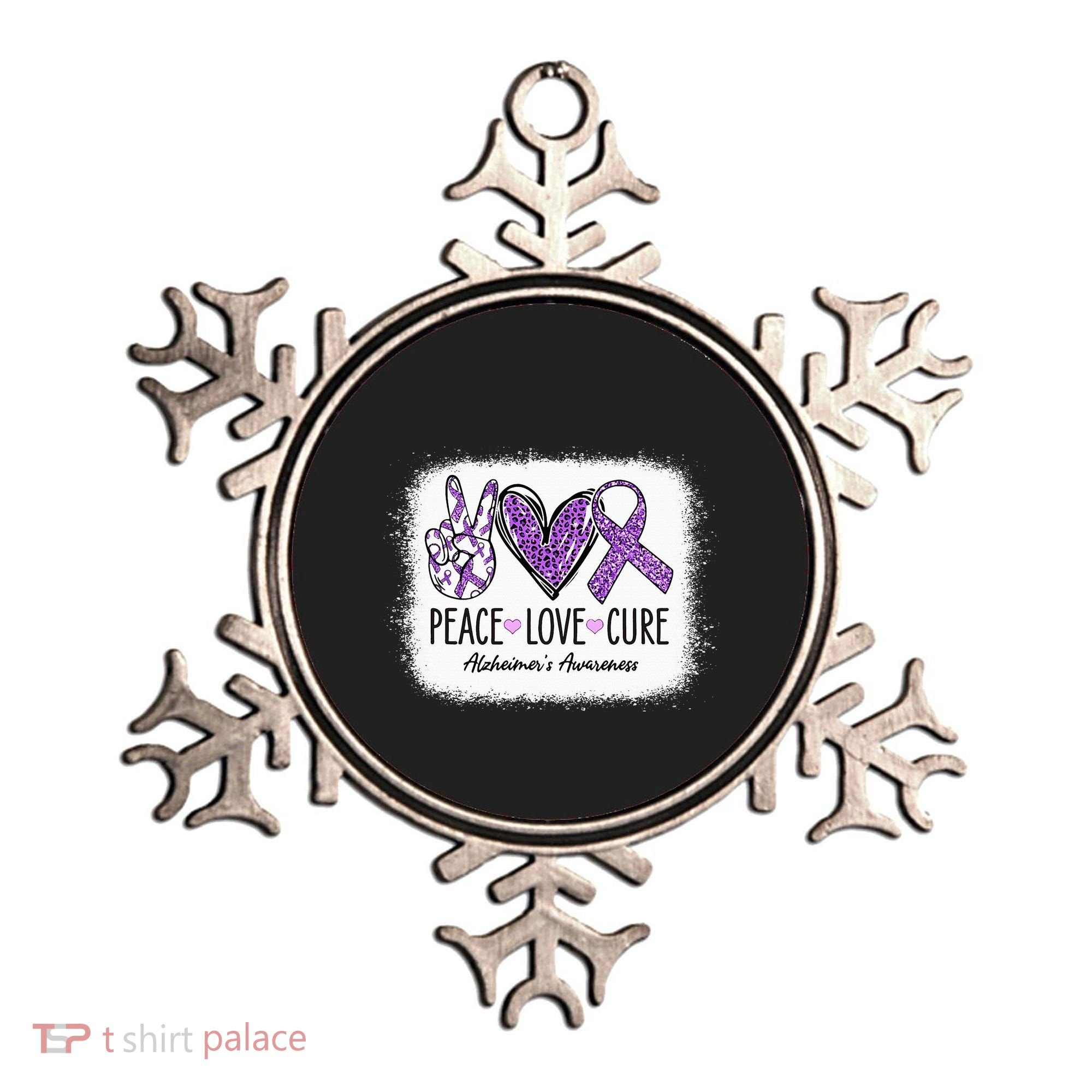 Peace Love Cure We Wear Purple For AlzheimerS Awareness Ornament