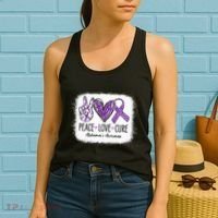 Peace Love Cure We Wear Purple For AlzheimerS Awareness Women's Tank Top thumb 2