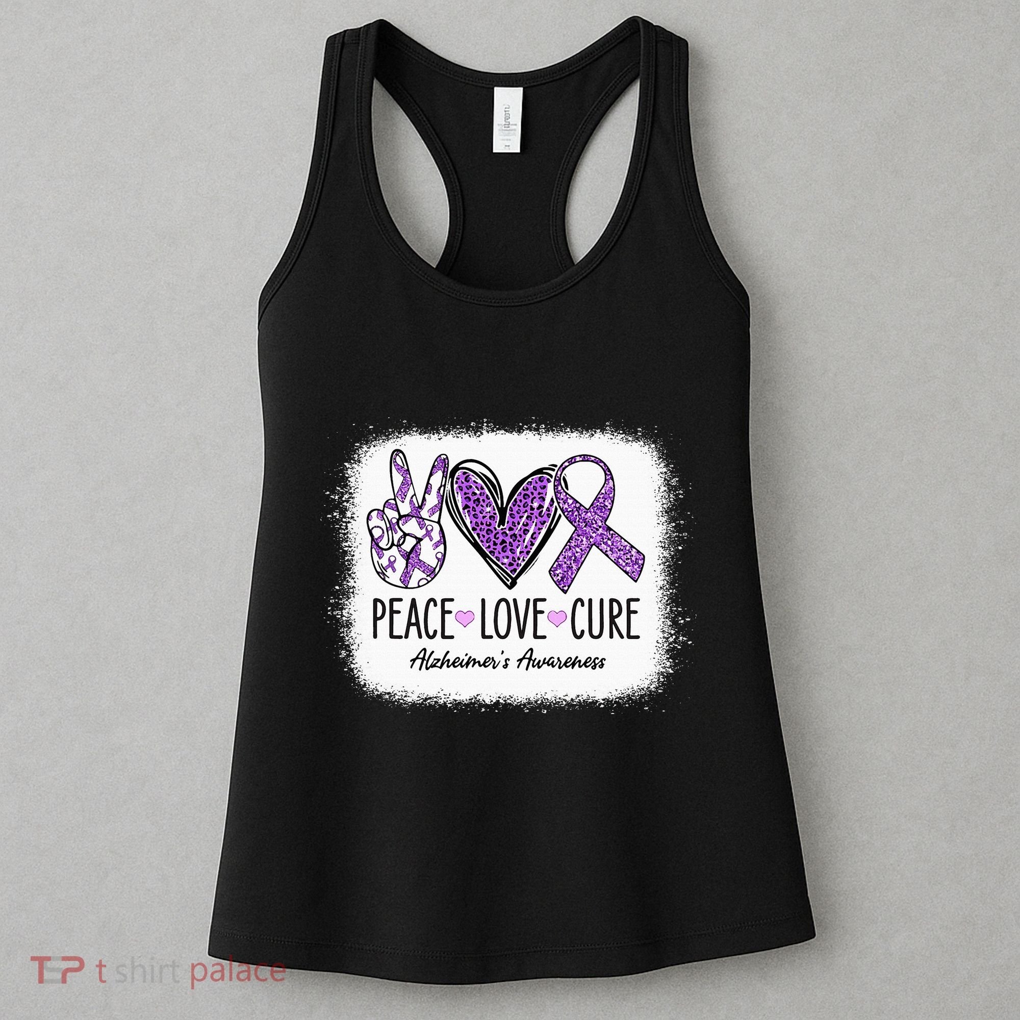 Peace Love Cure We Wear Purple For AlzheimerS Awareness Women's Tank Top