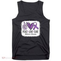 Peace Love Cure We Wear Purple For AlzheimerS Awareness Tank Top thumb 0