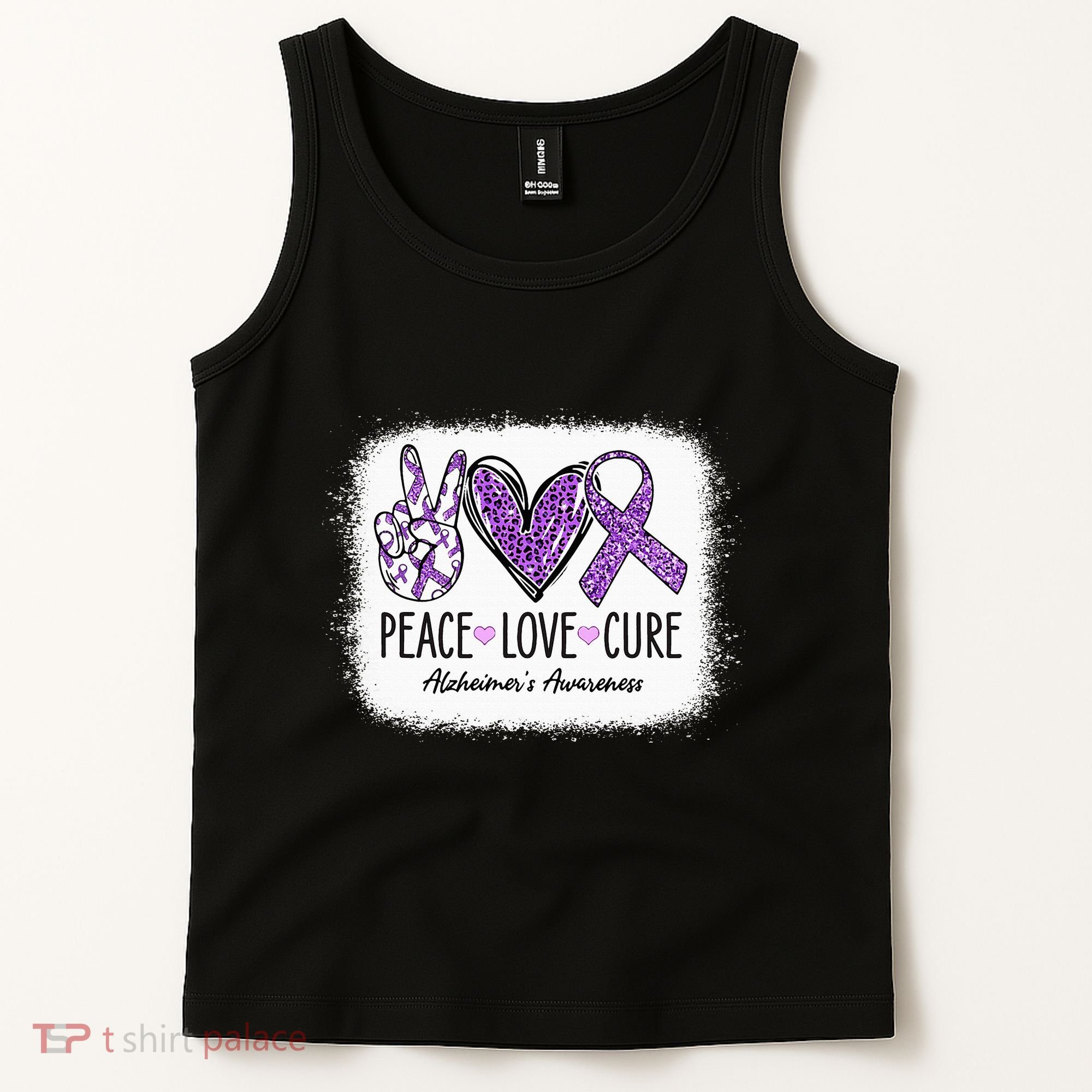 Peace Love Cure We Wear Purple For AlzheimerS Awareness Tank Top