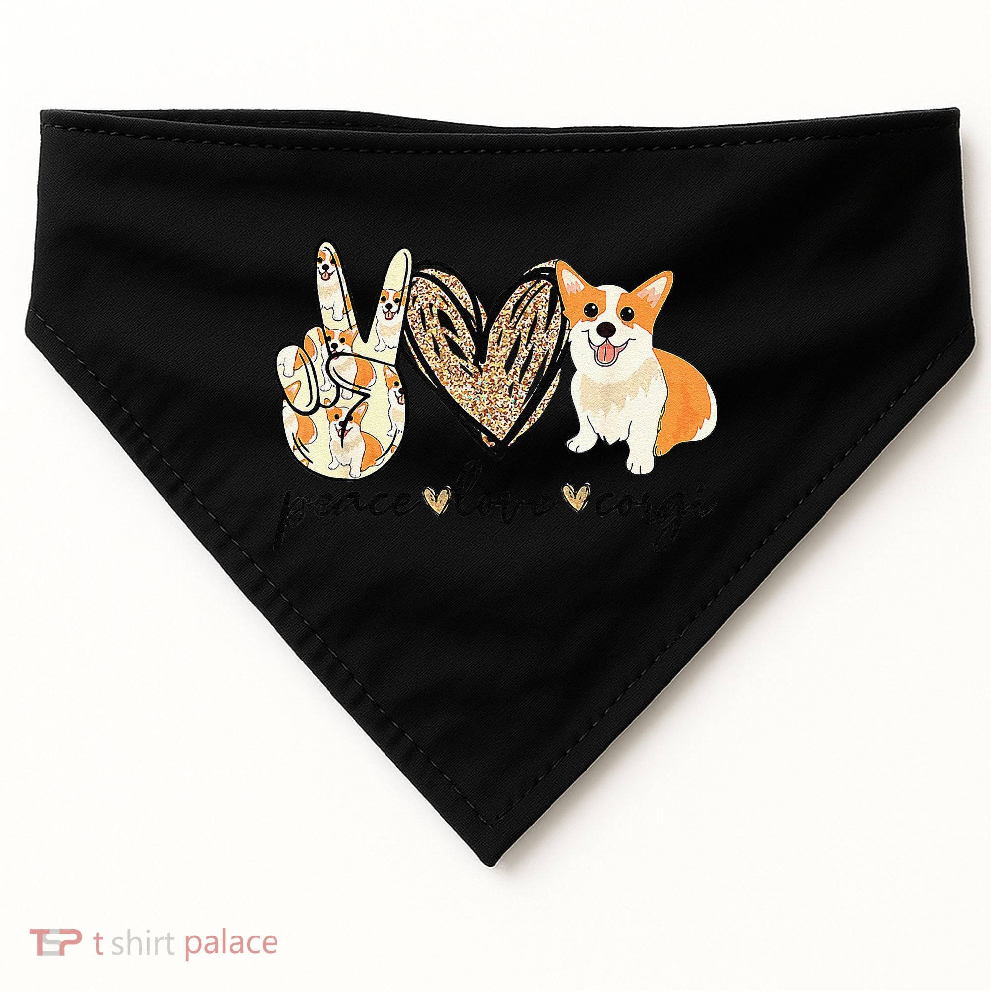 Peace Love Corgi Cute Dog Mom MotherS Day Gift Corgi Lover USA-Made Doggie Bandana