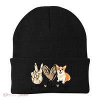 Peace Love Corgi Cute Dog Mom MotherS Day Gift Corgi Lover Beanie thumb 0