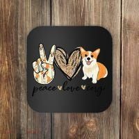 Peace Love Corgi Cute Dog Mom MotherS Day Gift Corgi Lover Coaster thumb 0