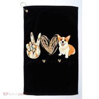 Peace Love Corgi Cute Dog Mom MotherS Day Gift Corgi Lover Golf Towel thumb 0