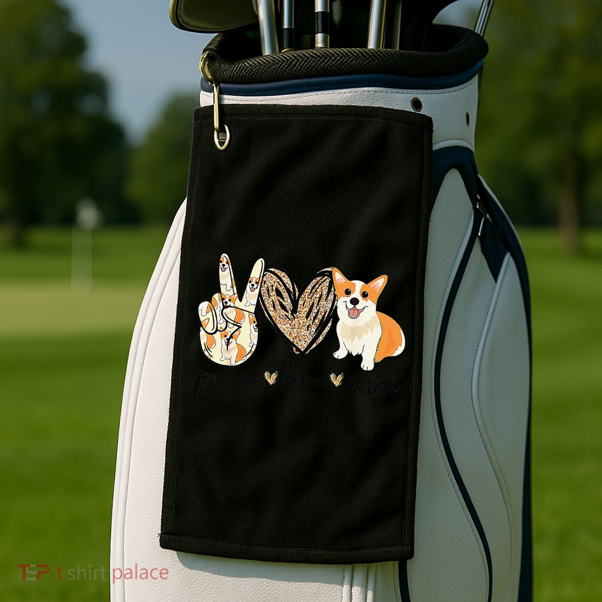 Peace Love Corgi Cute Dog Mom MotherS Day Gift Corgi Lover Golf Towel