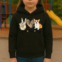 Peace Love Corgi Cute Dog Mom MotherS Day Gift Corgi Lover Kids Hoodie thumb 3