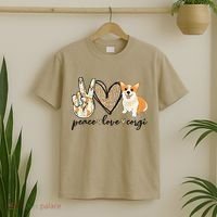 Peace Love Corgi Cute Dog Mom MotherS Day Gift Corgi Lover T-Shirt thumb 2
