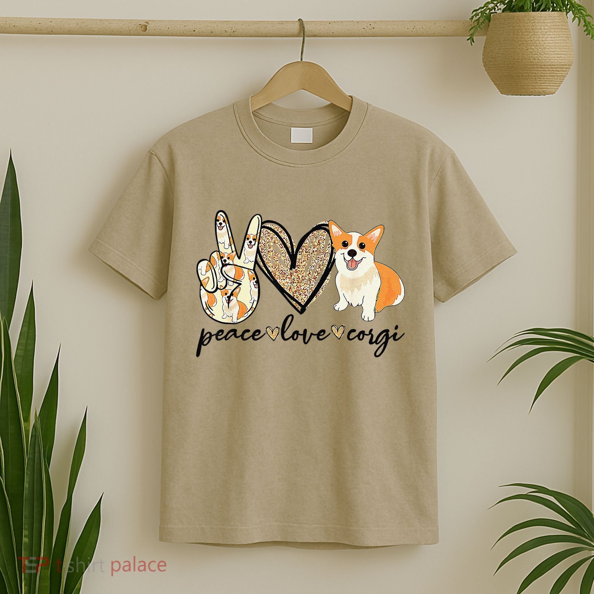 Peace Love Corgi Cute Dog Mom MotherS Day Gift Corgi Lover T-Shirt