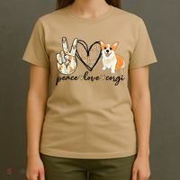 Peace Love Corgi Cute Dog Mom MotherS Day Gift Corgi Lover T-Shirt thumb 4