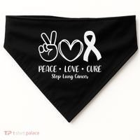 Peace Love Cure Long Cancer Awareness USA-Made Doggie Bandana thumb 0