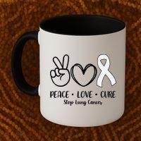 Peace Love Cure Long Cancer Awareness Coffee Mug thumb 2