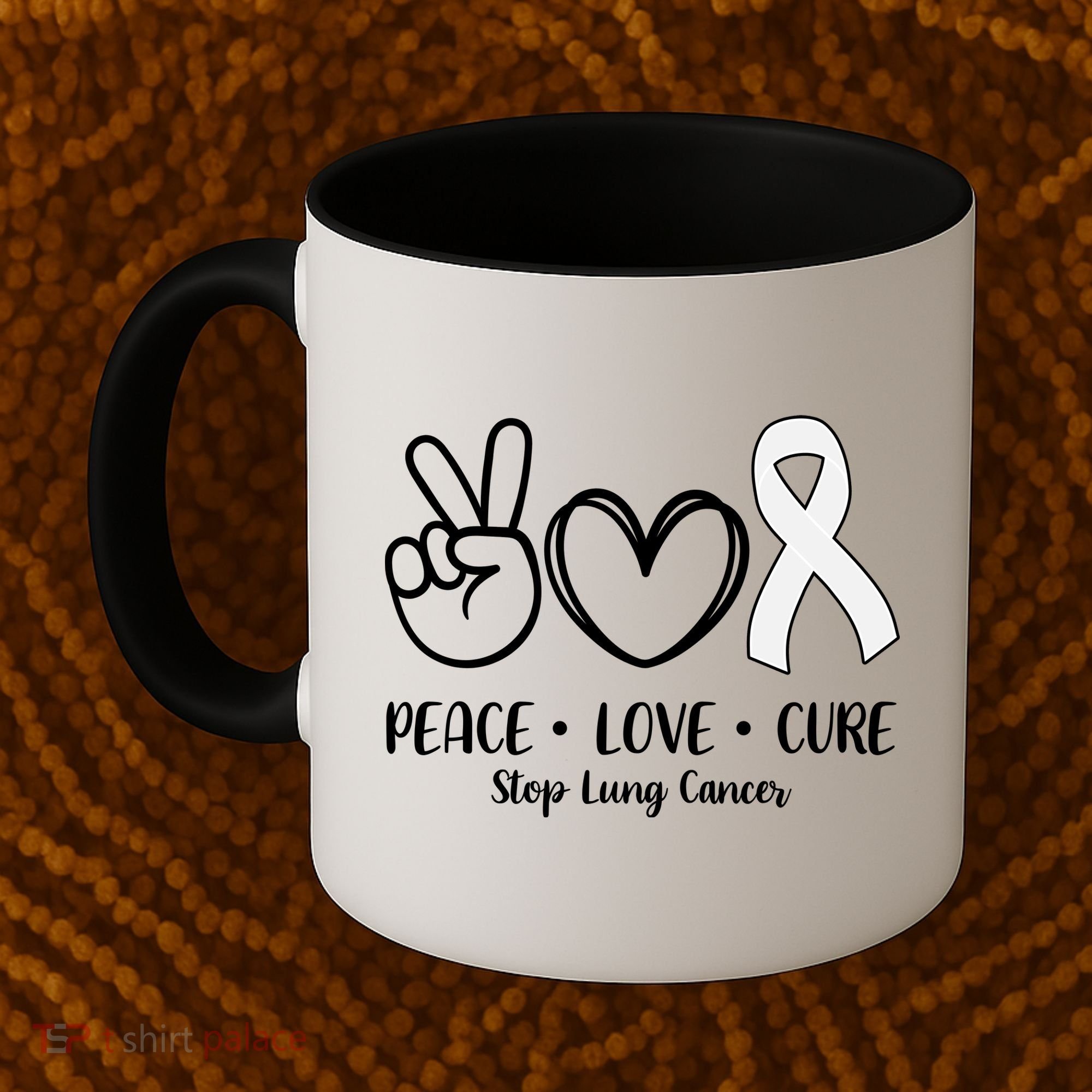 Peace Love Cure Long Cancer Awareness Coffee Mug