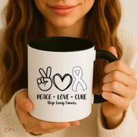 Peace Love Cure Long Cancer Awareness Coffee Mug thumb 3