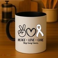 Peace Love Cure Long Cancer Awareness Coffee Mug thumb 4